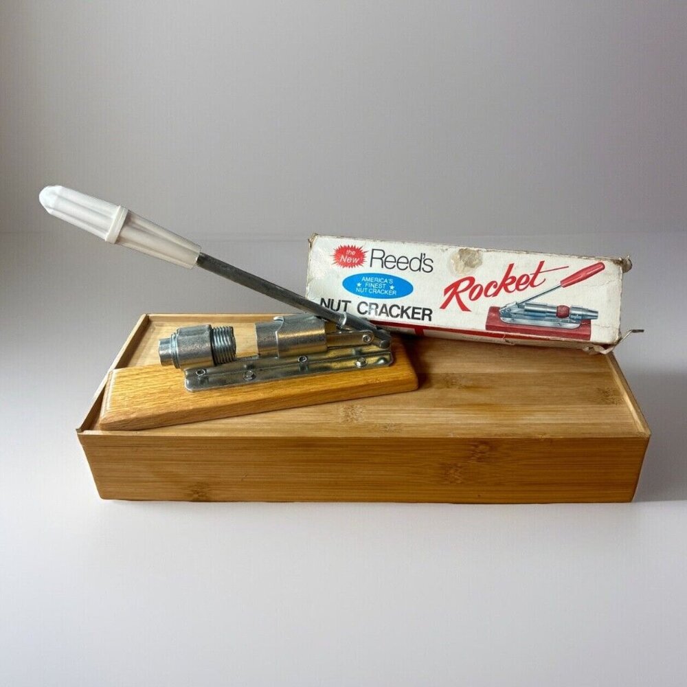 Vintage Reed's Rocket Nut Cracker With White handle And Box